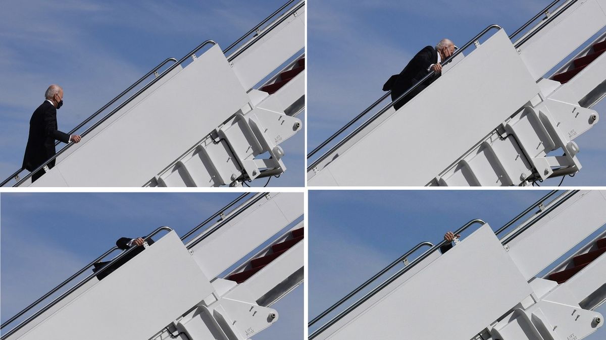 Biden klopýtal a upadl při nástupu na palubu Air Force One